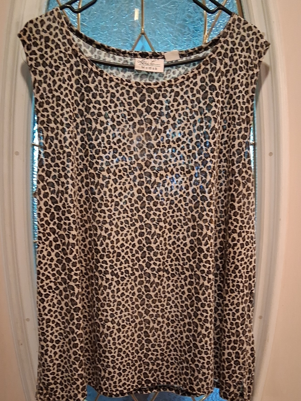Leopard Print Women's Tank Top Blouse In Beige and Black